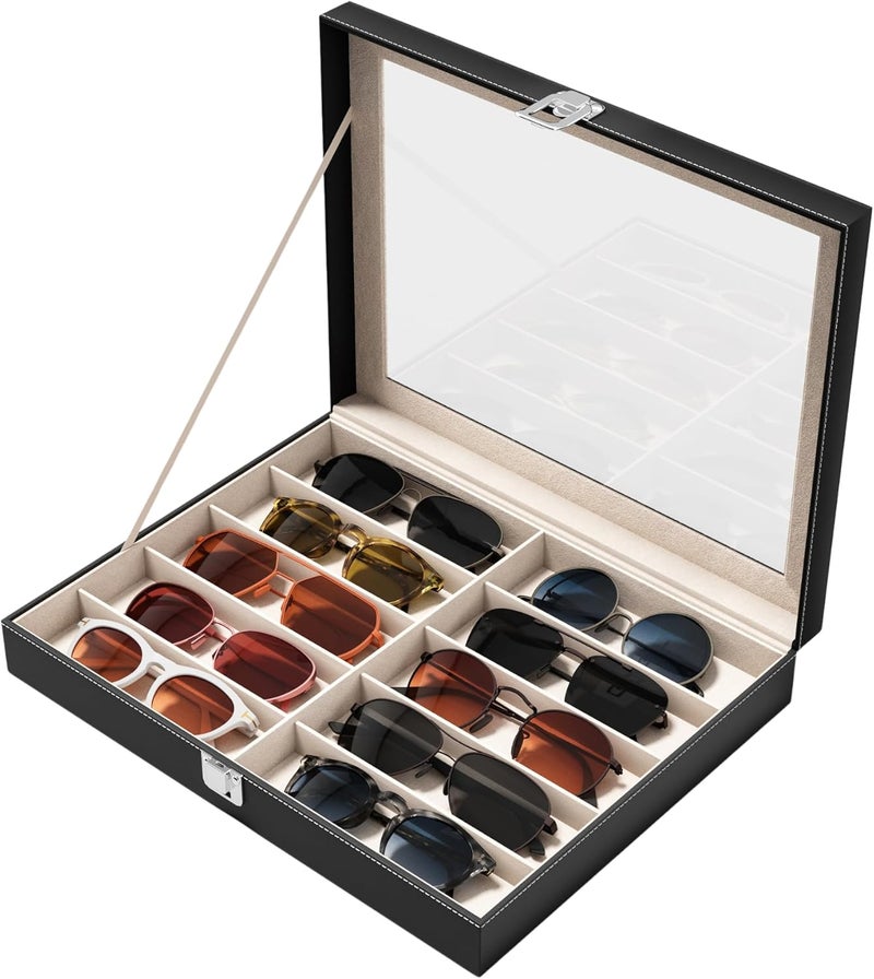 NEWLOOP Store 10/30 Slots Sunglass Organizer for Multiple Pairs of Eyeglass See-through Display Case Storage Box for Women Men - Image 1